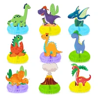 9pcs kids jungle dinosaur dino rawr birthday party diy table backdrops paper honeycomb ball crafts baby shower party decorations