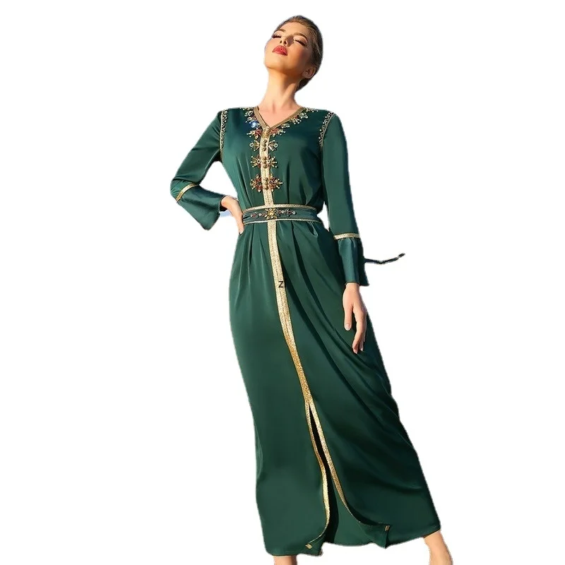 Kaftan Moroccan Dress Women Handcraft Diamond Saudi Arabic Jalabiya Abaya Turkey Muslim Islamic Clothes Eid Dubai Party Evening
