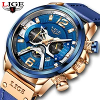 lige casual sports men watches top brand luxury military leather mens clocks wristwatch fashion chronograph date watch for men