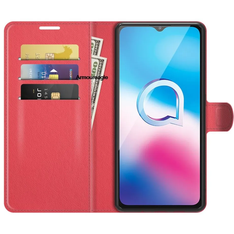 Для alcatel 1s 2021 чехол-книжка-бумажник кожаная защитная задняя крышка для телефона