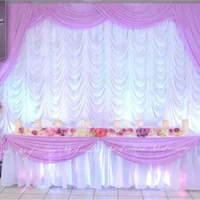 10ft20ft water fall white wedding backdrop with hot pink swags wedding decoration wedding curtain