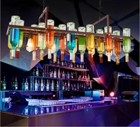 Glass Wine Bottle E27 LED Vintage Pendant Lights American Retro Industrial Bar Creative Cafe Restaurant Lighting Pendant Lamp