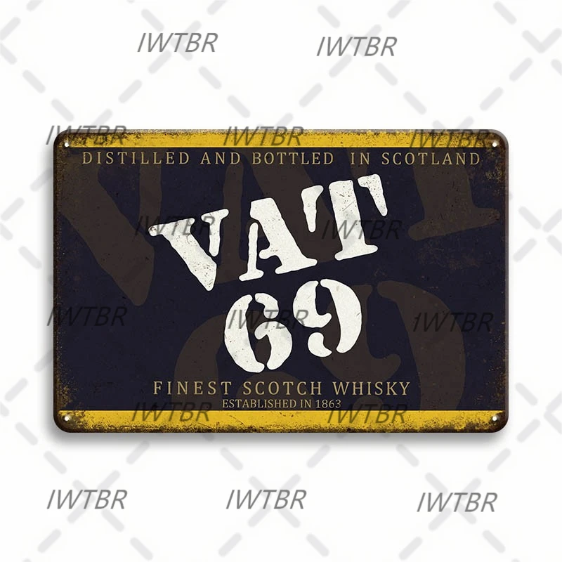 

Decor VAT69 Finest Scotch Whiskey Metal Tin Logo Vintage Fun Poster Bar Room Coffee House Club Home Wall Art Decoration