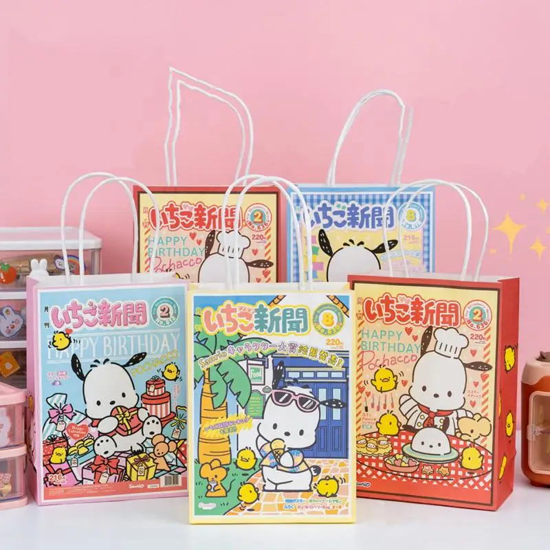 

Sanrio HelloKitty Gift Bag Cartoon Anime Kuromi Pachacco Candy Snack Creativity Fashion Kawaii Handheld Paper Bag Birthday Party