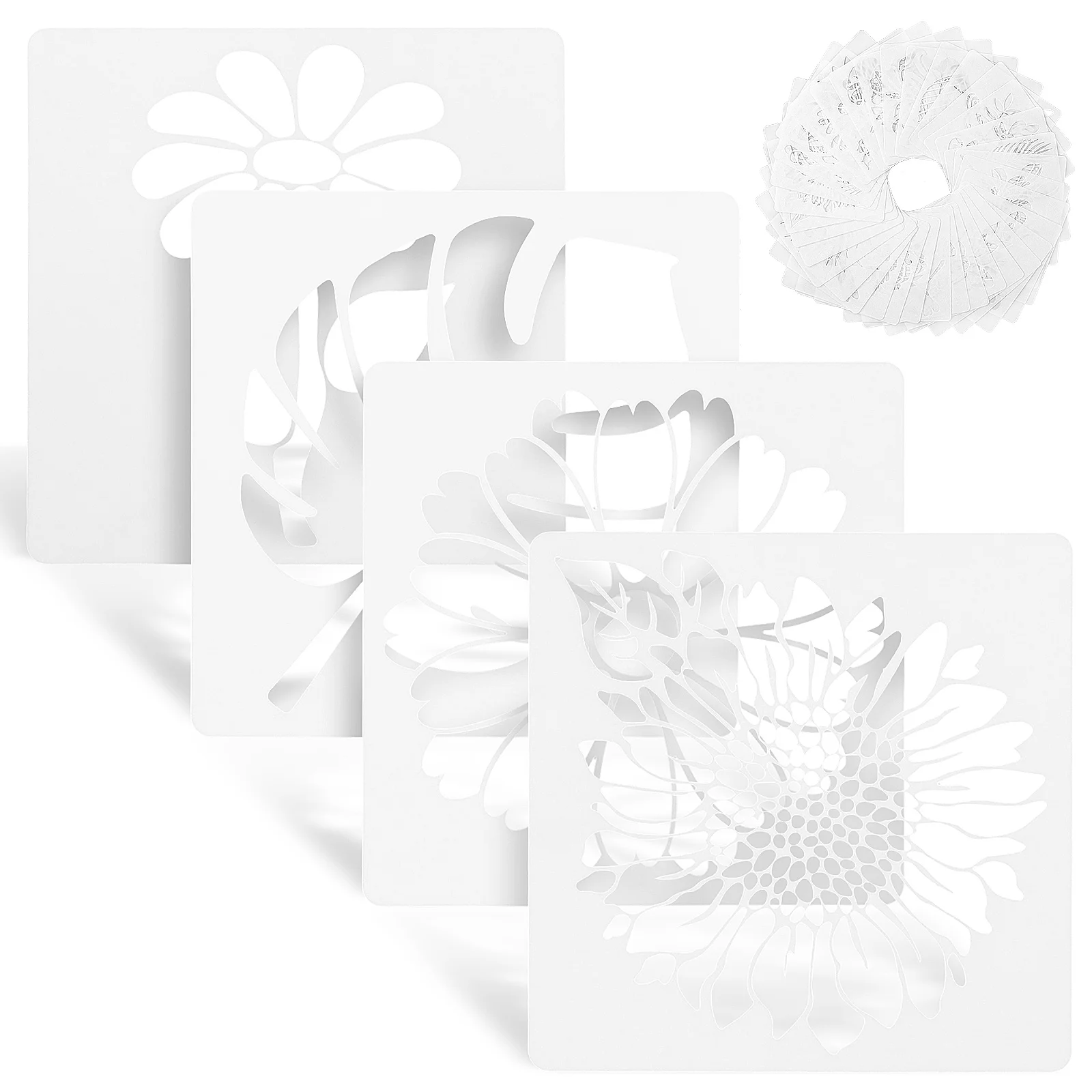 

36 Pcs Painting Template Floral Stencils Crafts Reusable Board Scrapbook Drawing Flower The Pet