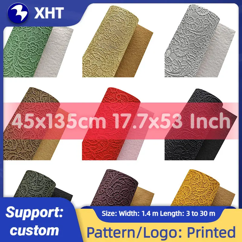 45cmx135cm  Faux Leather Roll Vintage Flower Textured Synthetic Crafts Fabric for  Making Hair bows  DIY Handmade Material
