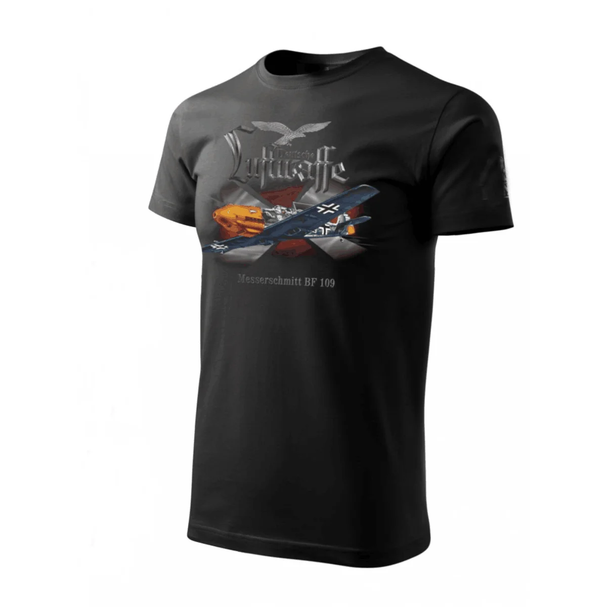 

WWII German Air Force Messerschmitt BF 109 Fighter Aircraft T-Shirt Short Sleeve Casual 100% Cotton O-Neck Summer Mens T-shirt