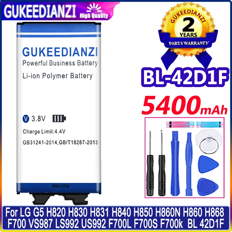 

Bateria 5400mAh BL-42D1F Battery For LG G5 VS987 US992 H820 H830 H840 H850 H860 H868 LS992 F700 BL42D1F High Capacity Battery