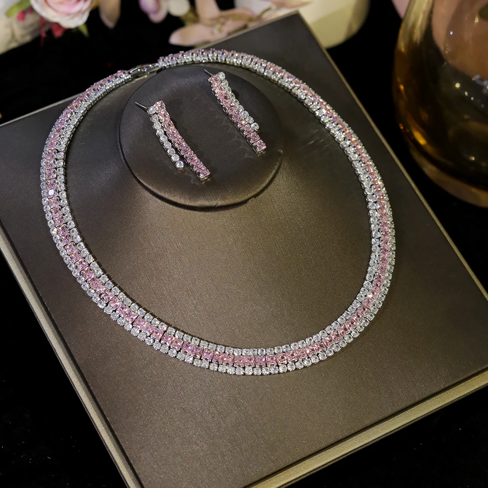 ASNORA свадебное круглое ожерелье с цирконием высококачественный розовый комплект