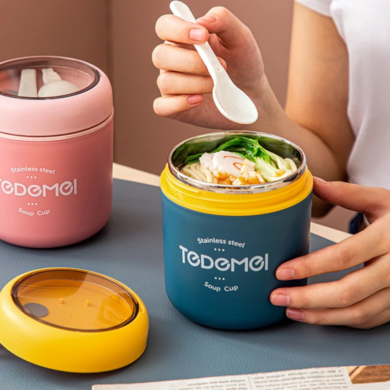 Ланч-бокс Из Нержавеющей Стали 710 Мл С Чашкой И Ложкой Изолированный Термос Для