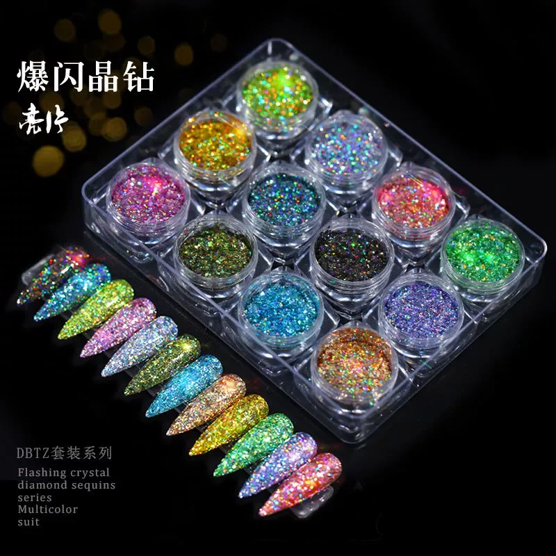 

Color Nail Art Laser Glitter Sequin Light Change Onion Powder Nail Decoration Boxed Symphony Nail Sequin nail glitter nails