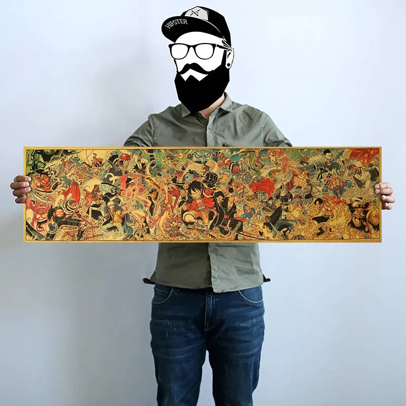 

Классические Постеры из аниме One Piece, винтажные крафт-бумажные Детские интерьерные картины, настенные наклейки, украшения, аксессуары для до...