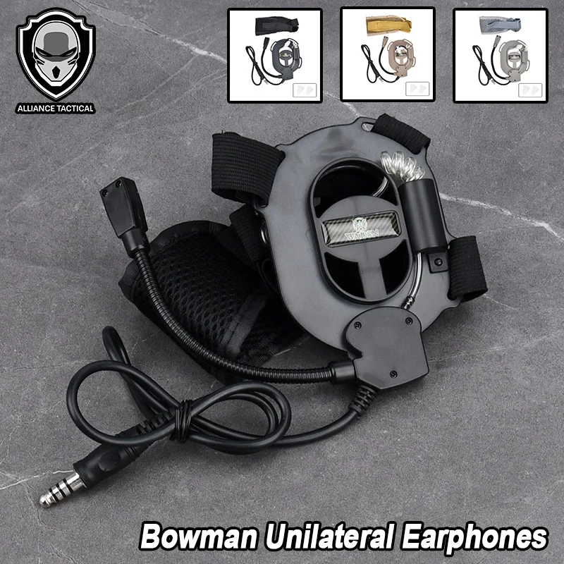 

Tactical WADSN Bowman Unilateral Communication Earphones Headphone Headworn Intercom Earphone For Outdoor Hunting With Earplugs