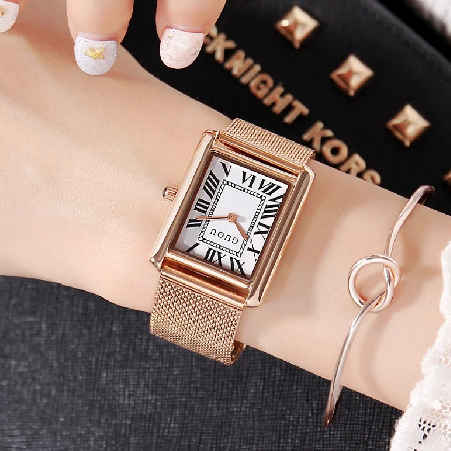 

Часы наручные женские кварцевые, модные брендовые Роскошные простые, со стальным сетчатым браслетом