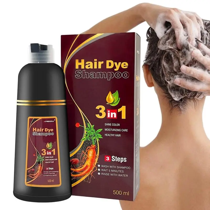 

Шампунь для черных волос 3 в 1, органический шампунь для окрашивания волос 500 мл, шампунь для окрашивания волос, мгновенное окрашивание без аммиака за считанные минуты