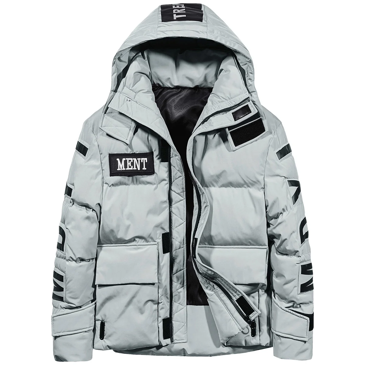 

Jacket Winter Thicken Men's Hooded Silk Cotton Parkas Outdoor Windproof Warm Cargo Jackets