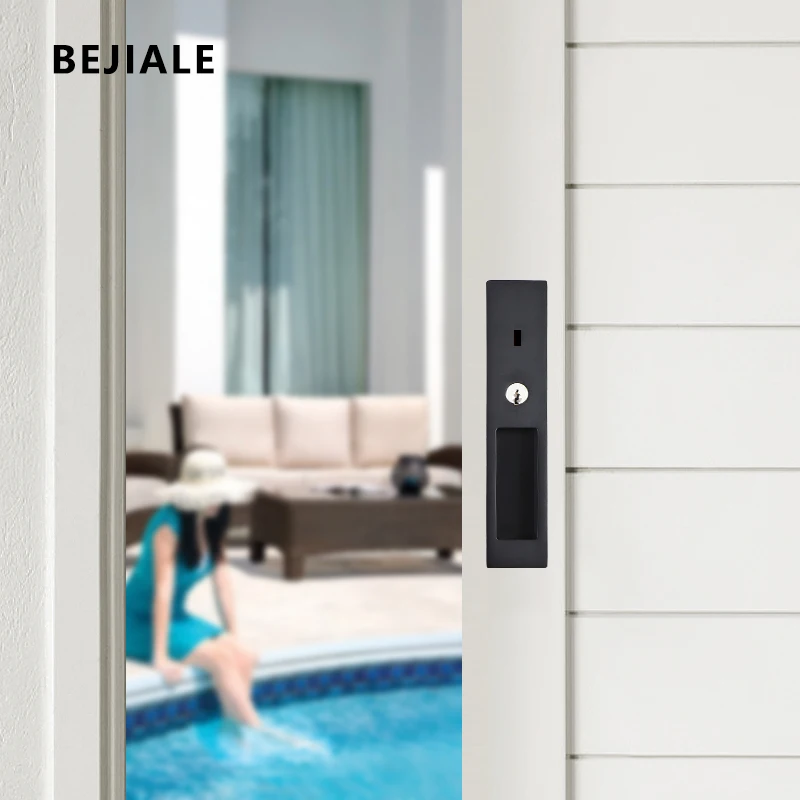 Раздвижная дверей из дерева с крючком внутренняя со встроенной ручкой для ванной