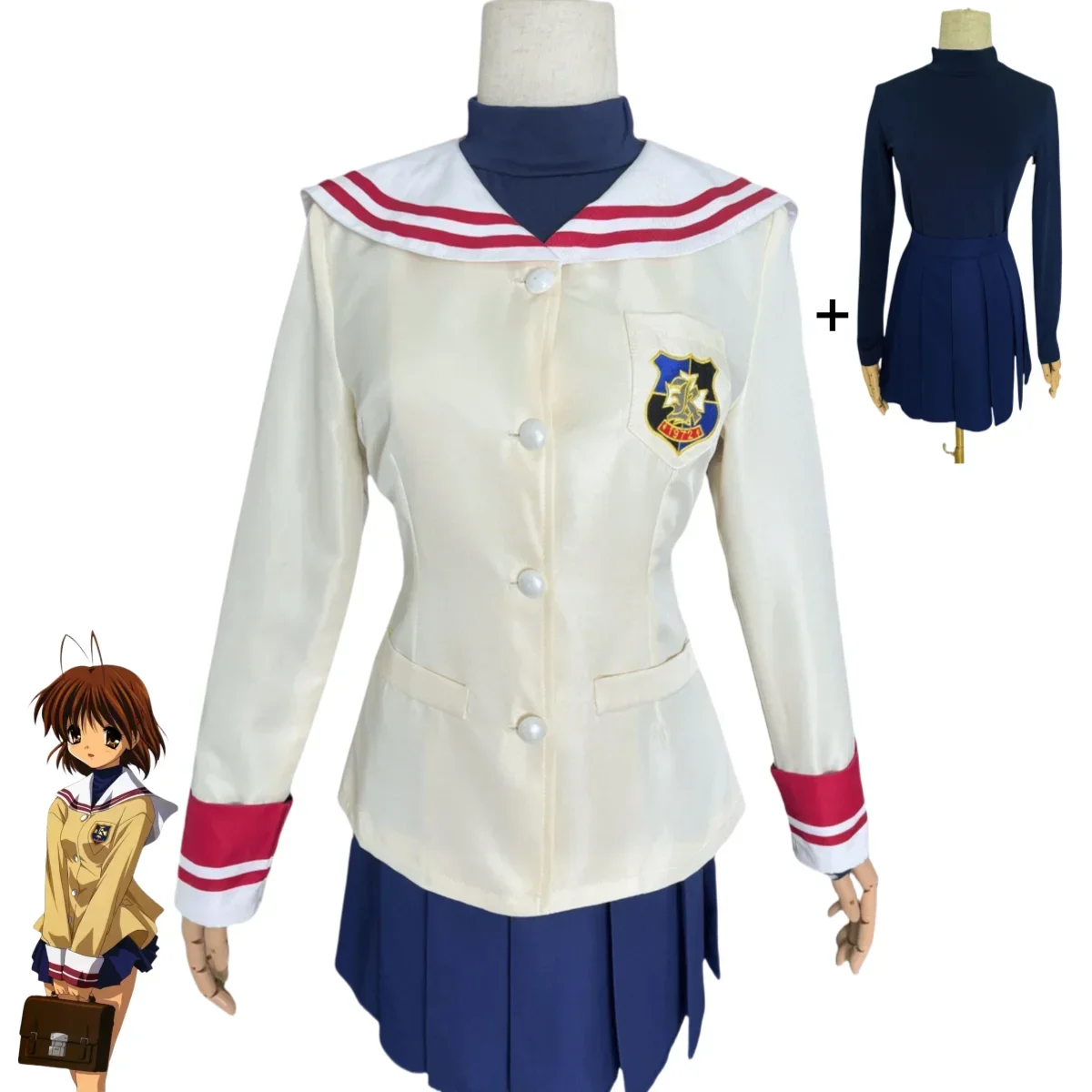 Аниме игра Clannad Furukawa Nagisa Fujibayashi Kyou Sakagami Tomoyo Косплей Костюм Jk Школьная форма Юбка