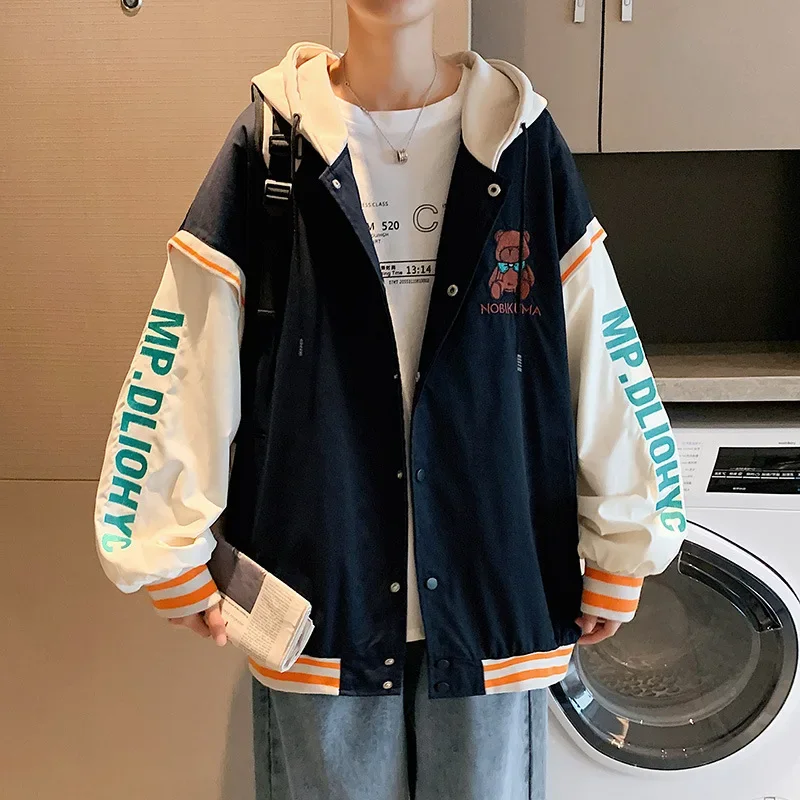 Модная двухсекционная куртка Illusion в корейском стиле мужская свободная с