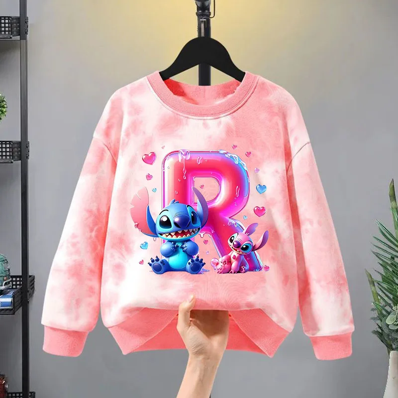Толстовка с 3D буквенным принтом Disney Stitch для детей толстовка капюшоном Tie Dye