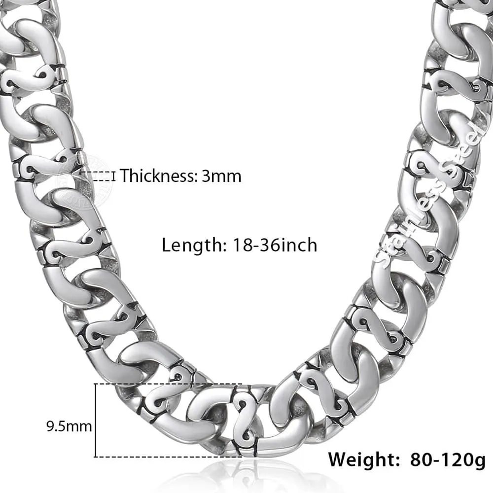 Ожерелье мужское из нержавеющей стали 316L цепь 9,5 мм тяжелое морское байкерское серебряное цветное модное ювелирное изделие для дропшиппинга 18-36 дюймов HN01.
