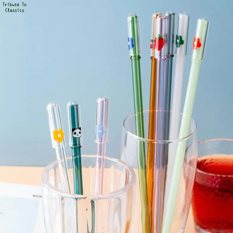 

1PC Cute Cartoon Reusable Glass Straw Covers for Drinking Straw Tips Cap for 12mm Stainless Steel Straws Glass Straws Lids Cap