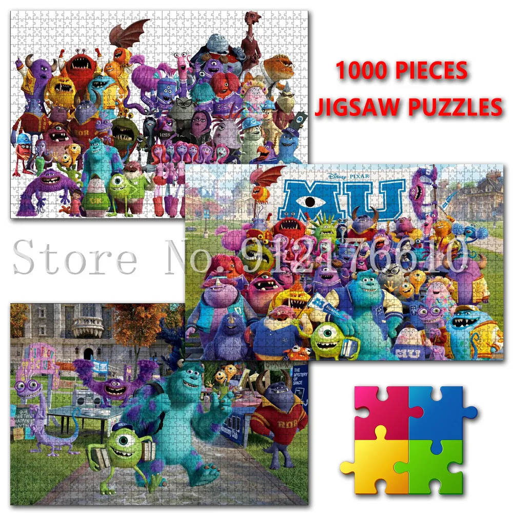 

Monsters University Anime 1000 Piece Jigsaw Puzzles Disney Cartoon Puzzle Paper Decompress Educational Toys Gifts for Kids Room