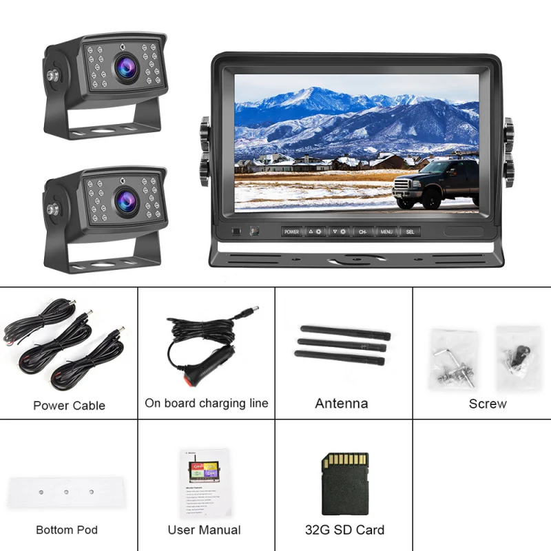 Автомобильный локатор 7-дюймовая водонепроницаемая беспроводная камера один-два