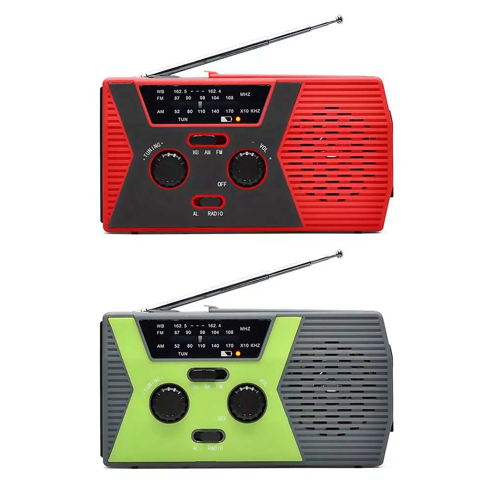

NEW2023 Multifunctional Solar Emergency 2000mAh Bank Weather Radios with Hand Crank NOAA/AM/FM Headphone Jack Alarm Reading Lam