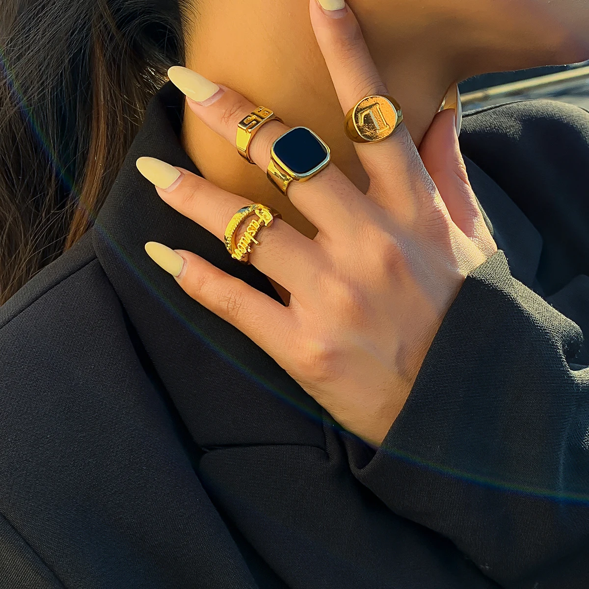 

Punk Stackable Finger Rings Set for Women Gold/Silver Color Trendy Ladies Knuckle Ring 2022 Fashion Cocktail Rings Jewelry Gifts