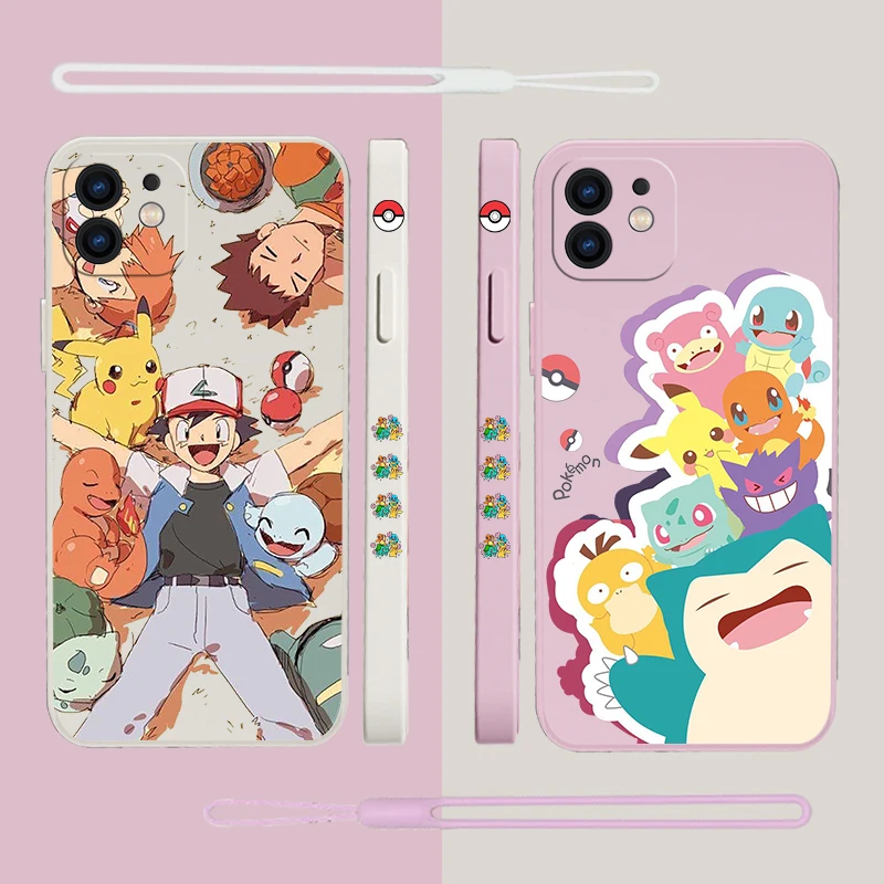 

Anime Pikachus Charmanders Phone Case for Xiaomi Redmi Note 11 10A 10 10S 9 8 7 Pro Plus 10C 9A 9C 9T 4G Cases with Hand Strap