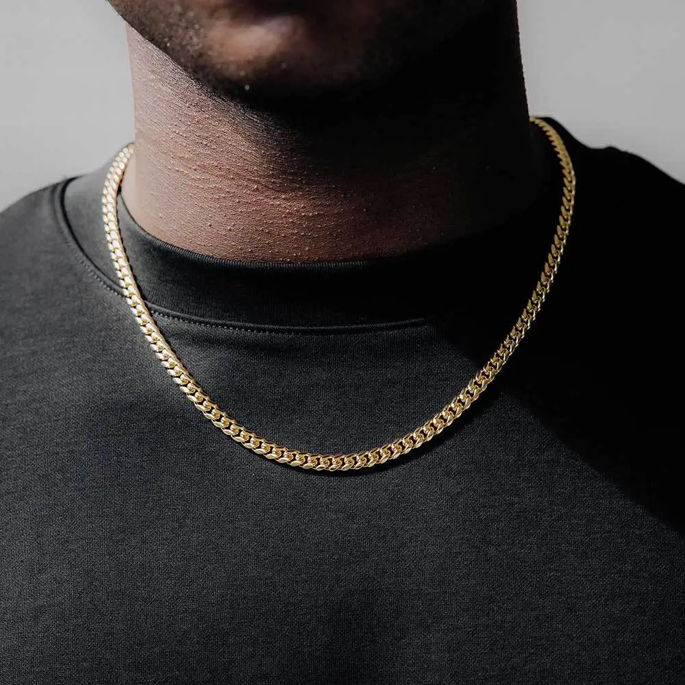 

HOYON New Style Hip Hop Cuban Chain Titanium Steel Buckle Stainless Steel 18K Gold Plated Necklace for Men Women Fashion Jewelry