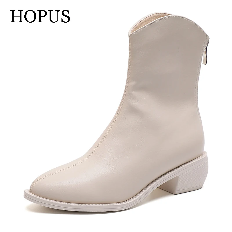 

HOPUS Woman Boots 2022 New Fashion Spring Women's Shoes High Quality Increased Boots Breathable Elegant Shoes Heel Plus Size