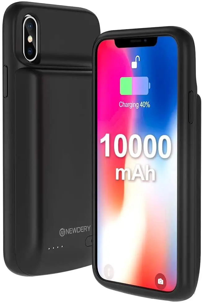 

NEWDERY Battery Case for iPhone X Xs, 10000mAh Rechargeable External Charging Charger Case Compatible iPhone X Xs 10 (5.8