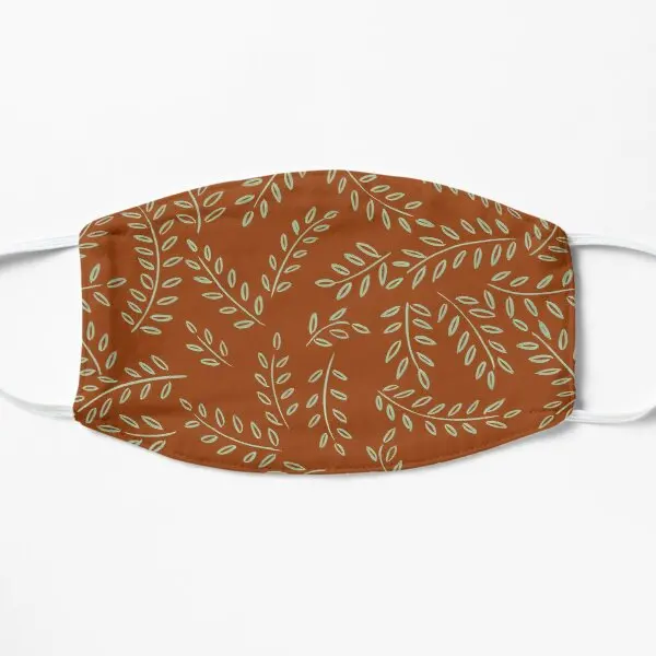 

Green Leaf Pattern On Adobe Brown Backgr Printing Face Mask Mouth Fashion Reusable Dustproof Unisex Protective Winter