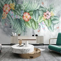 custom 3d tropical plant flower and bird abstract ink tv sofa background wall mural bedroom home decor 3d waterproof stickers