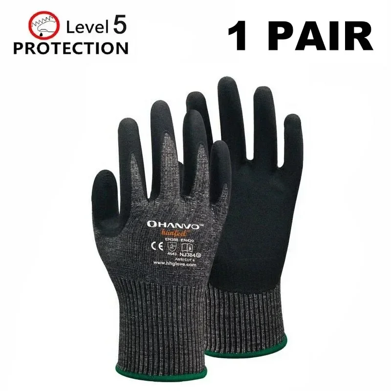 Устойчивые к порезам рабочие перчатки Нитриловые защитные перчатки уровня 5, для промышленности