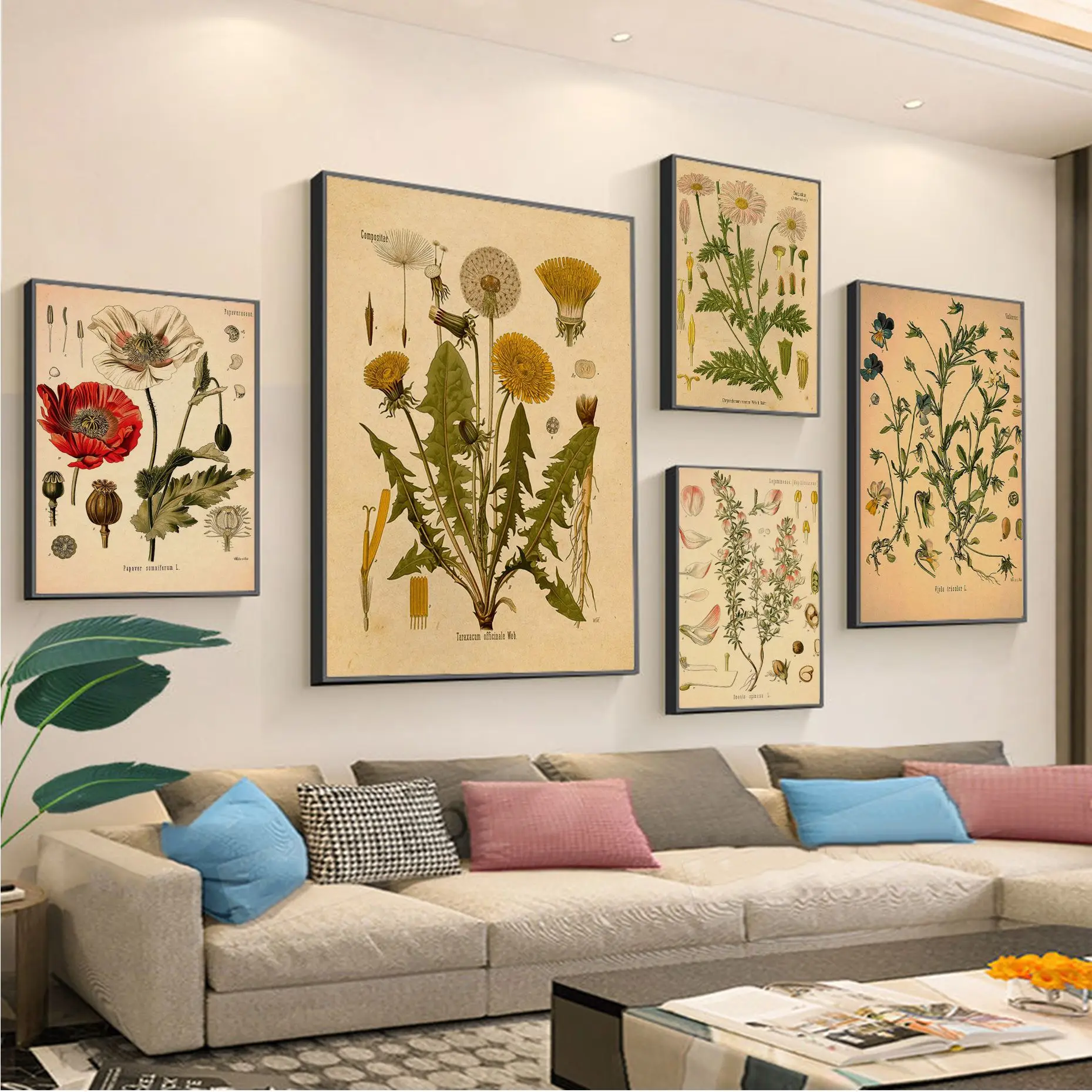 

Vintage Wild Plant Botanical Flower Movie Posters Wall Art Retro Posters for Home Decor Art Wall Stickers