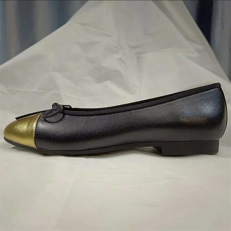 Женские балетки с круглым носком Натуральная овечья кожа низкий каблук плоская