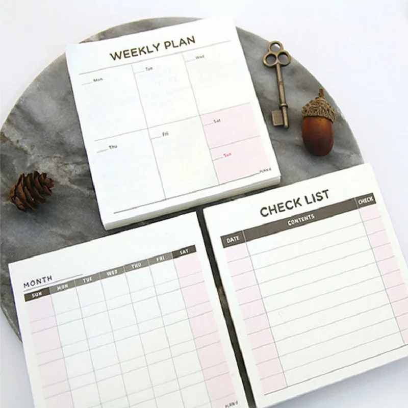

3PCS/LOT Weekly Monthly Plan Tear Mini Notebook Check List Daily Memo Pad Message Note Work Schedule Desktop Scratch Pad