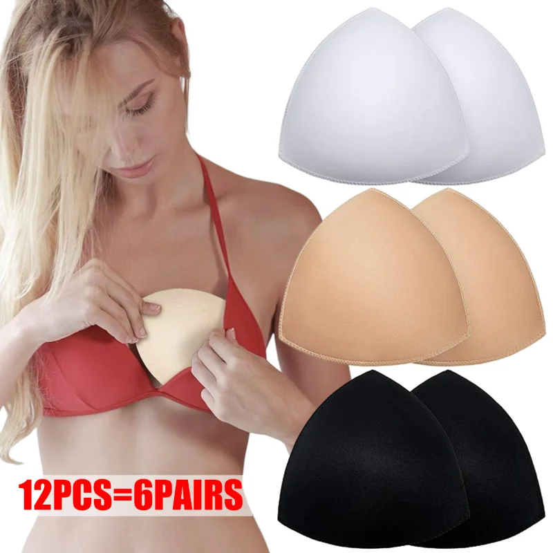 2/12pcs Bra Pads Soft Sponge Women's Triangle Bra Pad Sports Bra Bikini Pads Yoga Bra Swimsuit Bralettes Nursing Bra Inserts