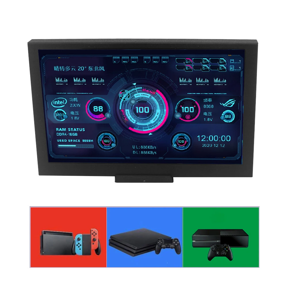 

DIY Computer Temperature Monitoring 5.0 inch IPS Type-C Secondary Screen CPU GPU RAM HDD Monitor USB Display for Mini ITX Case