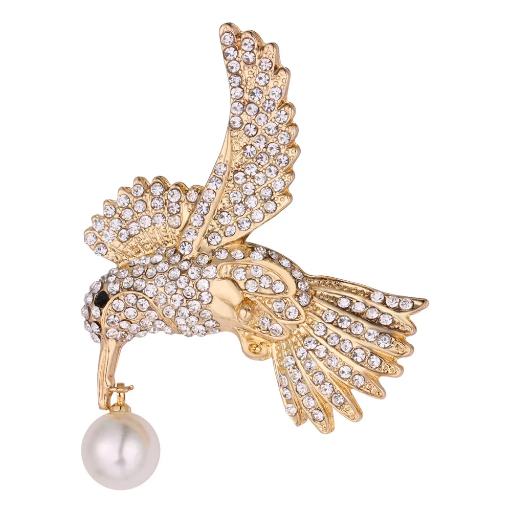 

ChainsPro Eagle Brooches For Women Crystal Rhinestone Hawk Jewelry Gold/Silver Color Simulated Pearl Pins And Brooches B914