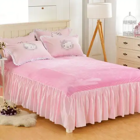 Зимняя фланелевая юбка для кровати в Корейском стиле с молочным бархатным покрытием, теплый мягкий Королевский чехол для постельного белья...