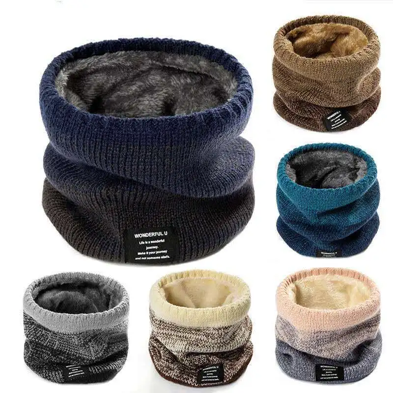 

Winter Scarf Men Fleece Knitted Warm Solid Scarf Women Neck Warmer Thick Cashmere Outdoor Sport Camping Ski Mask for Men