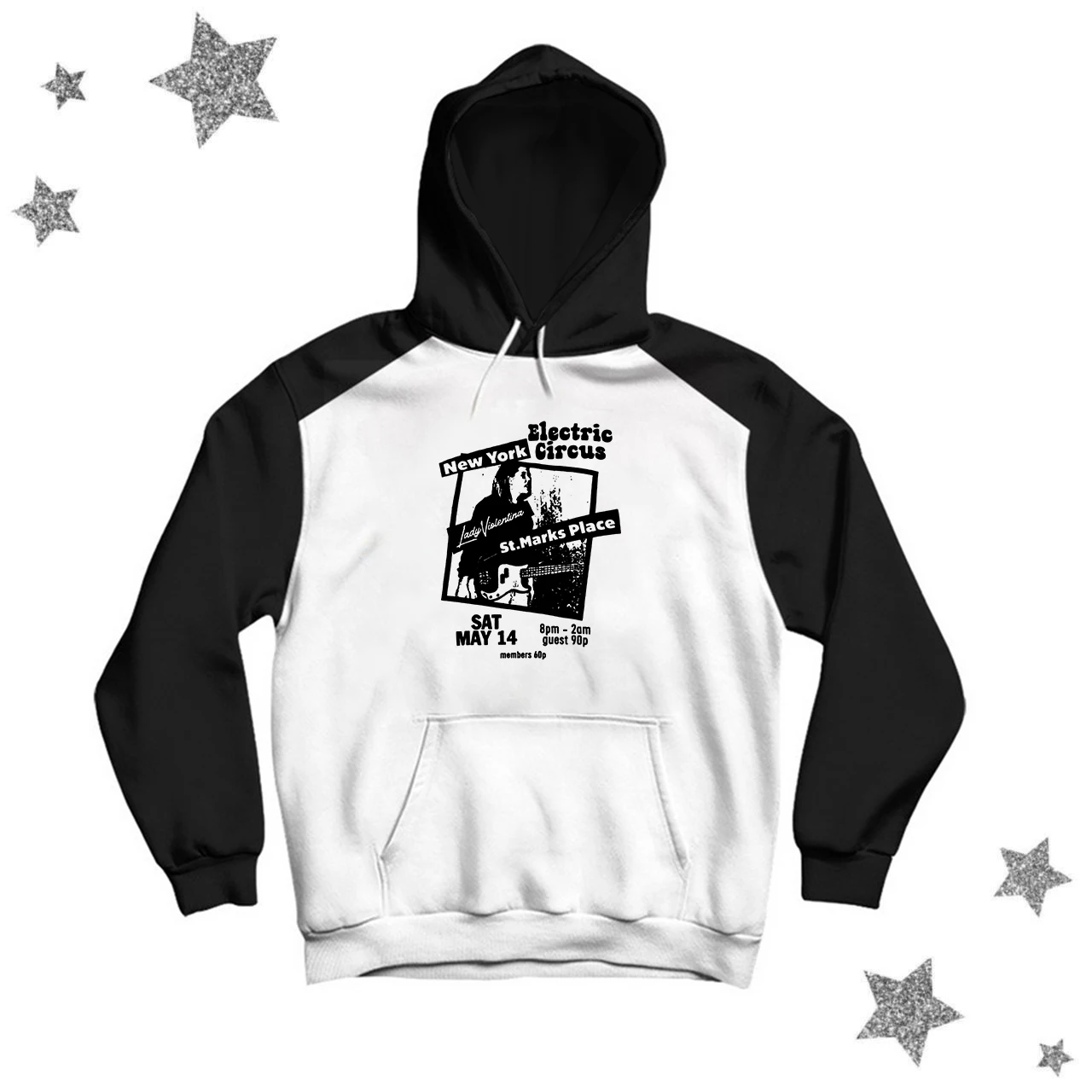 

Retro Rock Guitarist Print Patchwork Hoodie Gothic Streetwear Oversized Vintage Women's Grunge Casual Sweatshirt Y2k Clothes