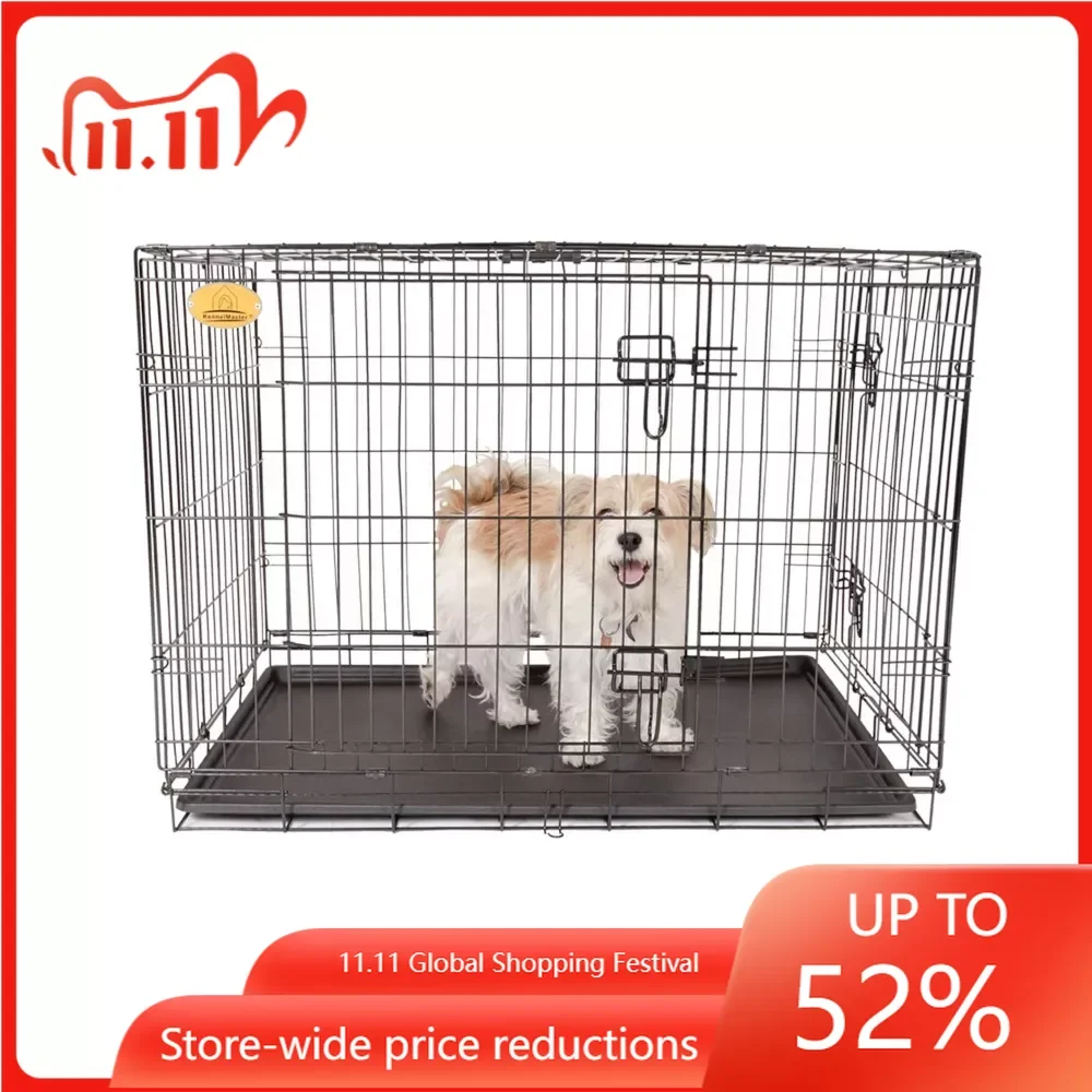 

Складной дом для собак с двумя дверцами, черный, большой, 42 л