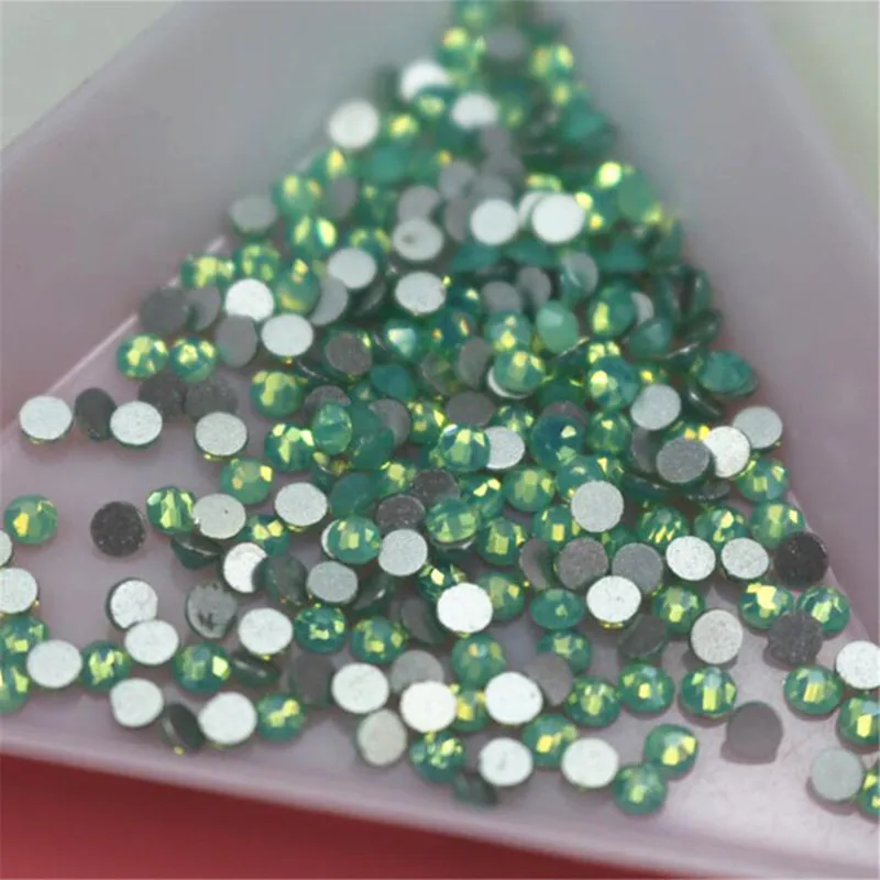 

ss3-ss30 Green Opal Crystal Nail Art Jewelry Stone Non Thermal Repair Flat Bottom Glitter Rhinestones For Nail Decoration