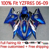 100 fit injection body for yamaha yzf r6s r6 s yzfr6s 2006 2007 2008 2009 blue white yzf r6s 06 07 08 09 oem fairing 10no 12