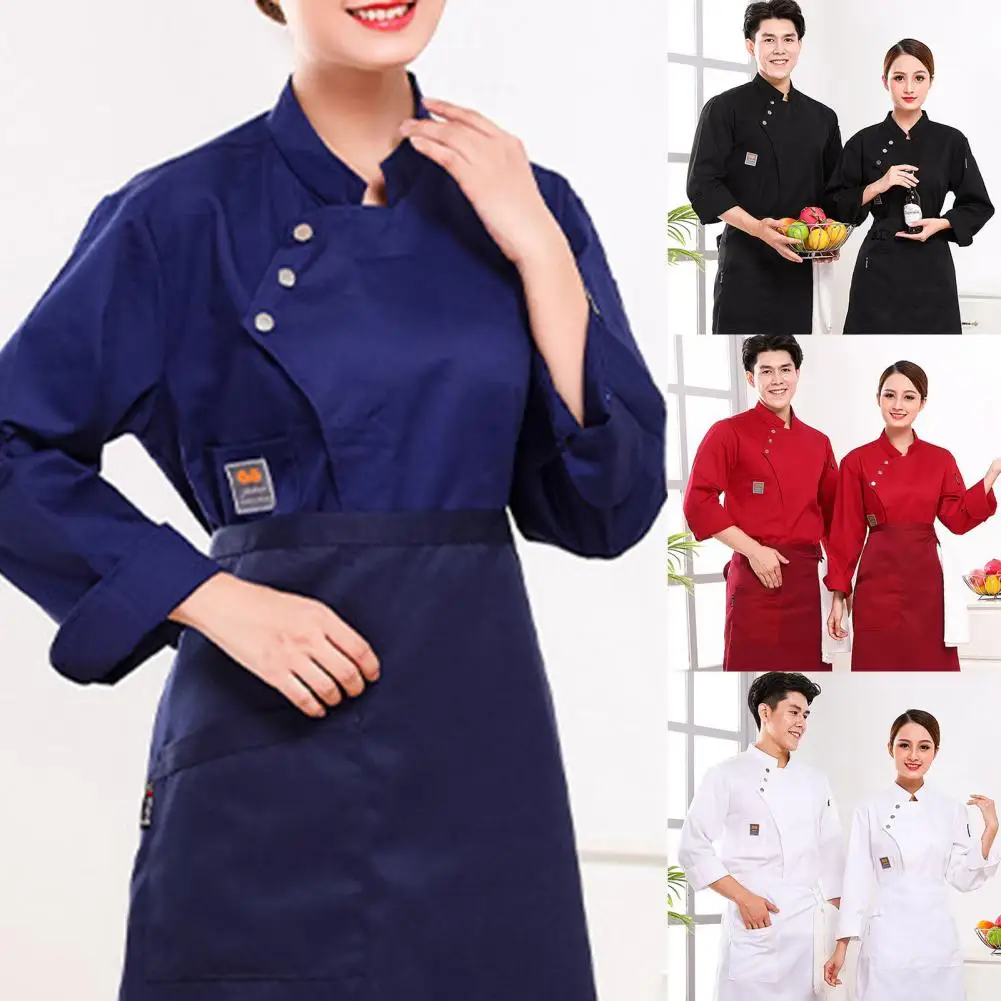 

Terrific Men Uniform Restaurant Pocket Catering Buttons Chef Uniform Chef Top Great Stitching